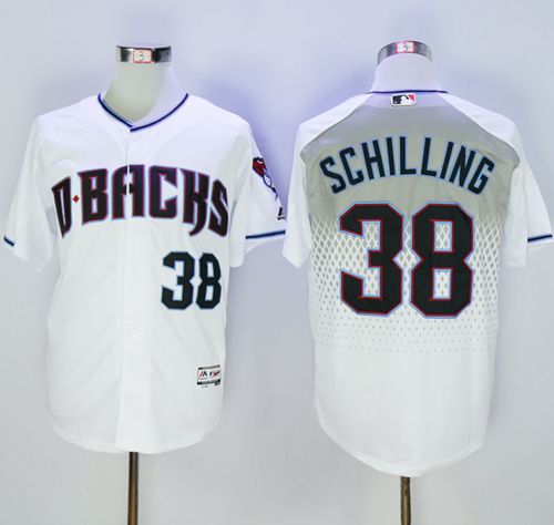 Diamondbacks #38 Curt Schilling White/Capri New Cool Base Stitched MLB Jersey